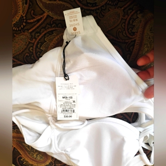 Shade & Shore Women’s Onepiece Plunge Swimsuit White. Size M 8-10 - Picture 6 of 10